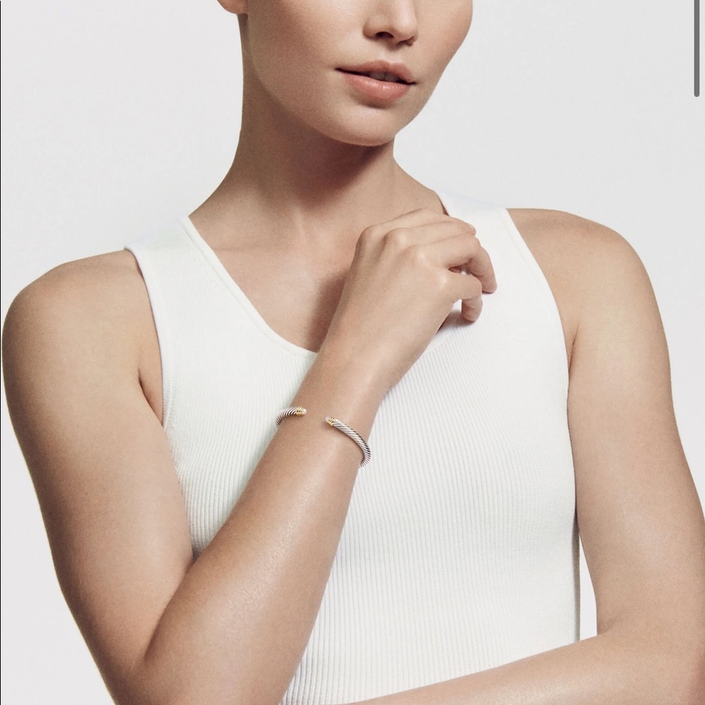 David Yurman Cable classic petite bracelet with Pearls and 14k yellow gold